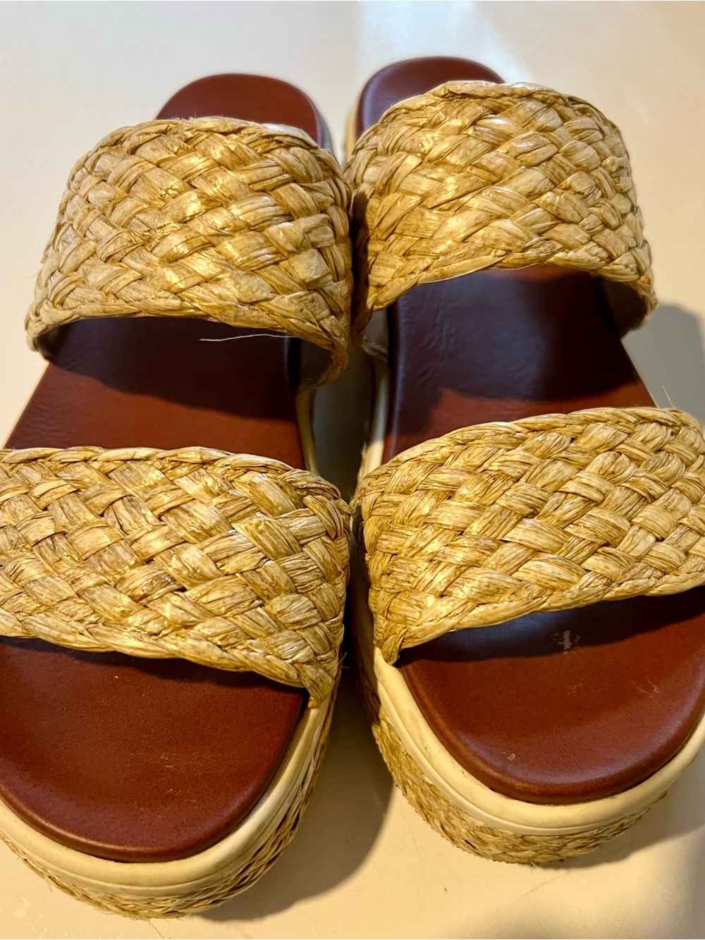 MIA Tan Braided Double-Strap Platform Sandals